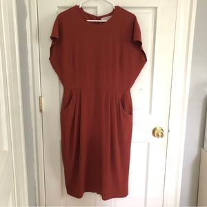 MM LaFleur The Masha Midi Dress with Pockets - Burnt Orange